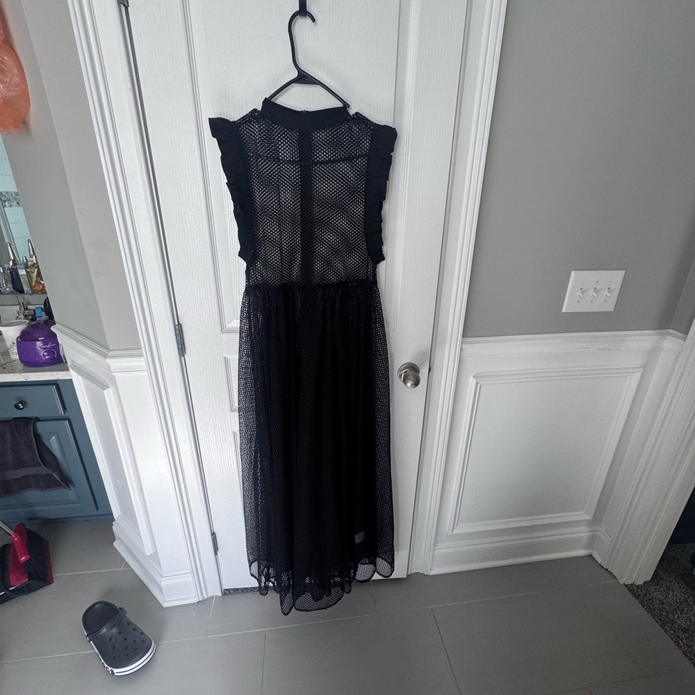 Black Mesh Ruffle Dress - Picture 2 of 5